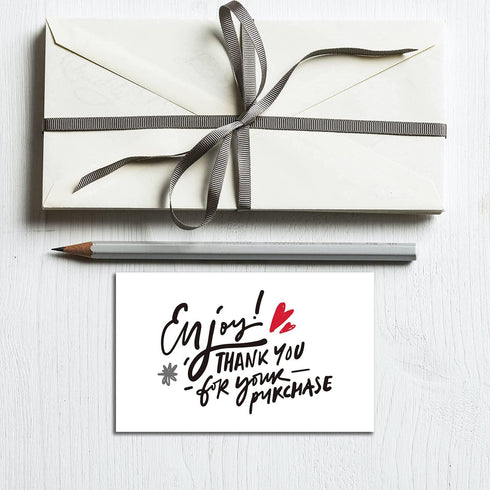 TENTADO 50 3.5 2 Thank You For Your Purchase Cards, pcs, in x in, Hearts Pattern, Suitable For Small Business Owners
