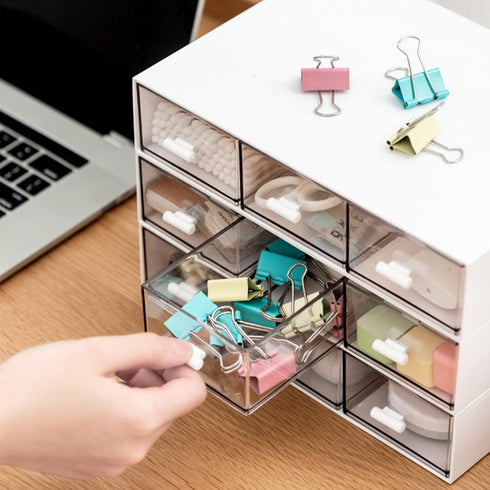 Desk Organizer with Stackable Storage Drawers, Plastic Drawers for Small Items/Cosmetics, 3 Drawers (White)