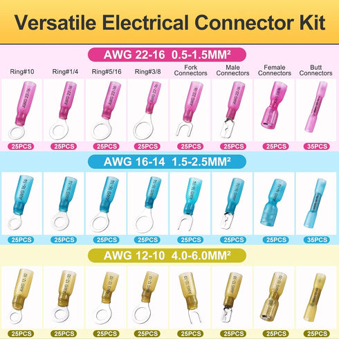 620PCS Heat Shrink Wire Connectors Kit, CEACHOI Marine Grade Waterproof Terminals, Butt Connectors, Spade Forks