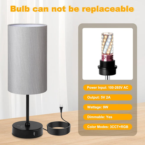 Unicozin 17Inch 3 7 Dimmable Table Lamp for Bedroom, Touch Control Bedside Lamp for Reading, CCT & RGB Color Changing