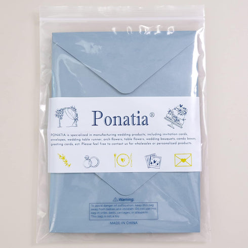 PONATIA 50PCS/Pack A4 Envelopes for Weddings Invitations, Birthday Party Cards, Gift Cards (Dusty Blue, A4)