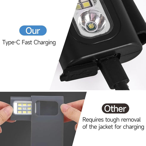 6 1Pack-Black Clip on Running Lights,Rechargeable Night Light with Strong Magnet Reflective, LED Running Lights