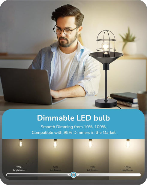 EDISHINE 6 Pack LED Edison Bulbs, A19 Dimmable, 800LM, 4000K Cool White Light, E26 Base, 8W Equivalent 60W