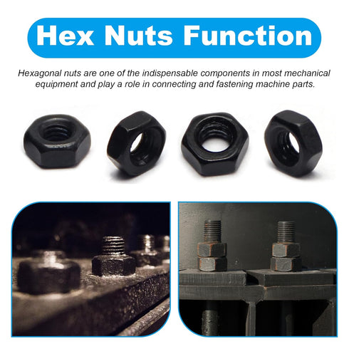 Yinpecly 200pcs M3-0.5 8.8, M3x0.5mm M3 Hex Nut, Carbon Steel Grade Black Oxide, Hex Drive, Metric Hexagon Hex Nut