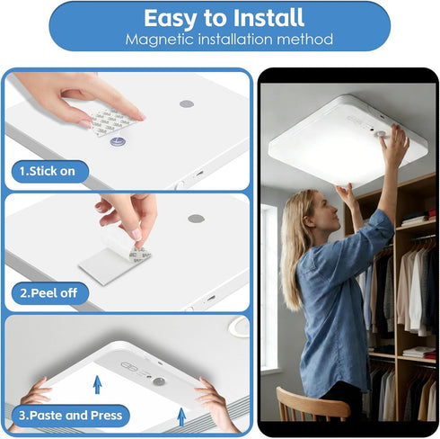 Closet 400LM Dimmable 3 NARUNDREN Rechargeable Motion Sensor LED Ceiling Light with Remote, Wireless Battery Operated