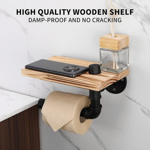(7" Livabber Industrial Pipe Toilet Paper Holder - Vintage Style DIY Wall Mount Roll Tissue Towel Holder for Bathroom