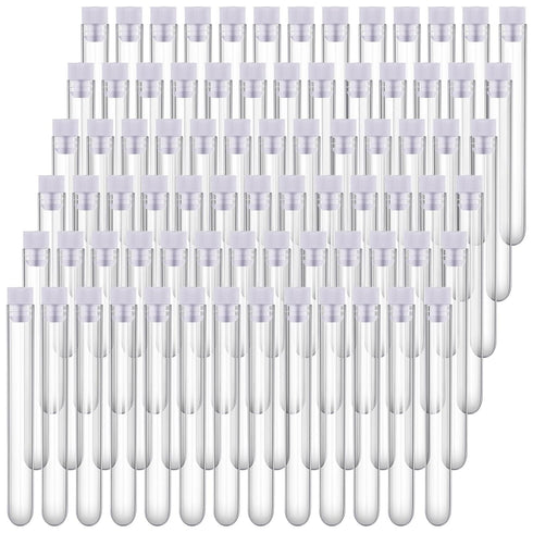 200 Pack Clear Plastic Test Tubes, 12 x 100mm, 12 ml with Caps for Scientific Themed Birthday Party