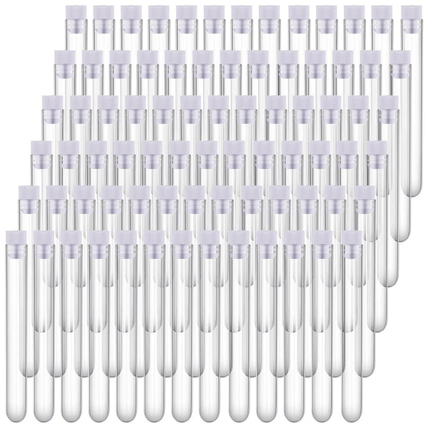 200 Pack Clear Plastic Test Tubes, 12 x 100mm, 12 ml with Caps for Scientific Themed Birthday Party