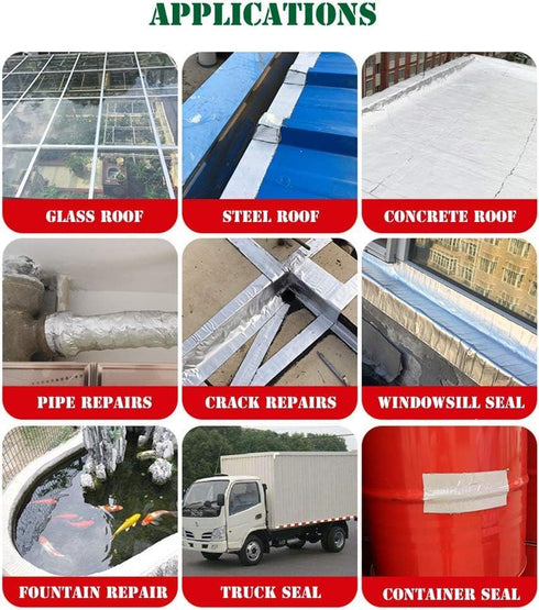 LLPT Aluminum Butyl Tape White, 6 Inch x 16.5 Feet, Permanent Waterproof Leak Repair Tape for Boat Pipe RV Awning