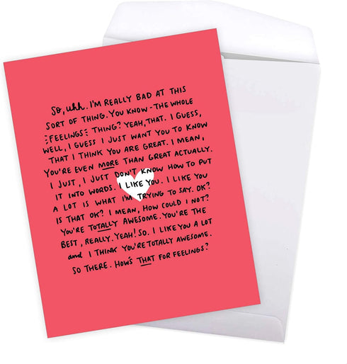 NobleWorks Large Valentine's Day Card, Funny Vday Humor, 8.5 x 11 Inch, Awkward Feelings J6784VDG