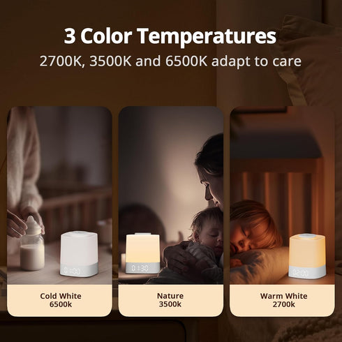 Dimmable, 3 4000mAh Lyridz LED Nursery Night Light with Clock, Portable Breastfeeding Table Lamp for Baby with Remote