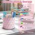 Sparkling Diamond-like Desk Organizer, 360° Rotating Pen Holder with 5 Compartments for Office, School, Home (Pink)