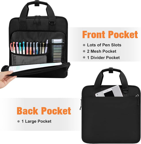 Zipper Binder, 3 Ring 2 Inch School Binder with 500 Sheet Capacity, Black, Handle & Shoulder Strap Included