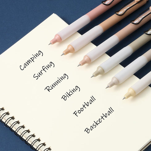 Mr. Pen Retractable Gel Pens, 6 Pack, Black Ink, Vintage Barrels, 0.5mm Fine Point, Aesthetic Pens