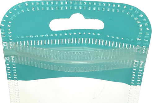 (100, 2.36 inch 10.63 inch) Clear Window Half Turquoise Green Plastic Resealable Bags with Butterfly Hang Hole
