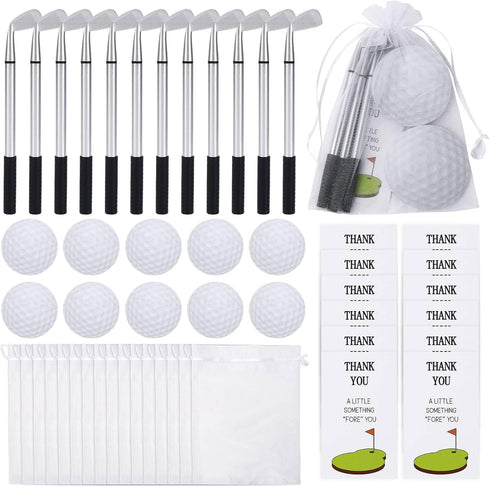 AIOMOB 24 Sets Golf Ballpoint Pen Golf Pads Thank You Cards and Bags