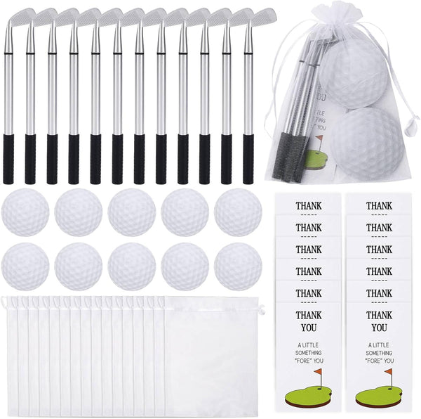 AIOMOB 24 Sets Golf Ballpoint Pen Golf Pads Thank You Cards and Bags