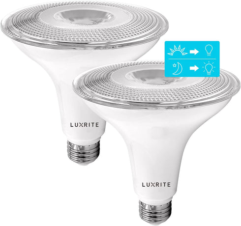 LUXRITE Dusk to Dawn PAR38 LED Bulb, 90W Equivalent, Automatic On Off