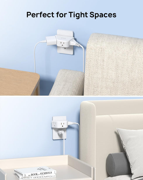 TROND Multi Plug Outlet Extender 2 Pack, Electrical Wall Outlet Splitter, 3 Way Outlet Wall Adapter