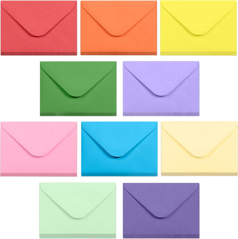 Gift Card Envelopes - Gummed 100-Count Mini Envelopes, 10 Colors, 4 x 2.7 Inches