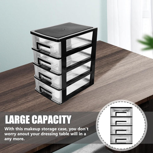 Gatuida Plastic Storage Drawers, 4 Drawer Desktop Organizer, Clear Plastic Makeup Organizer, Stackable Storage Box,