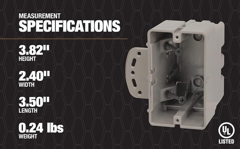 Southwire MSBMMT1G Adjustable Depth 1-Gang Multi-Mount Electrical Box, Heavy Duty, Gray