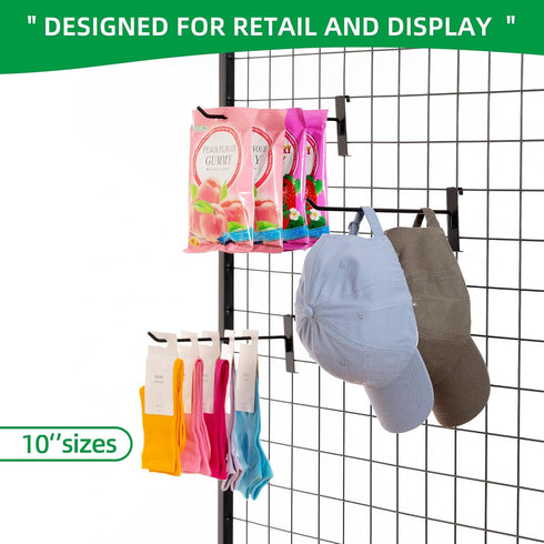 10 Inch Gridwall Hooks, 40 Pack Hanging Hooks for Retail, Home, and Workspace Organization, Displays, and Storage