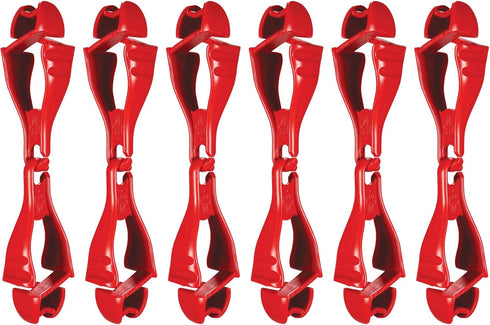 Ergodyne Squids 3400 Glove Clip Holder, Dual Clips, 6-Pack, Red