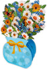 Caughttui 3D Blue Daisy Pop Up Card - Floral Vase Card, Paper Flower Gifts for Women, Mom, Wife, Grandma (Get Well