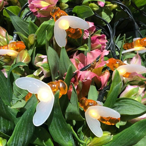Solar Bee String Lights Outdoor, 50 LEDs Waterproof 8 Modes Honeybee Fairy Lights for Garden Decor