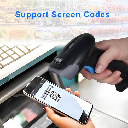 Rabitpos 1D 2D 2000mAh QR Barcode Scanner Wireless, Handheld Cordless Bar Codes Reader with Battery for Mobile Payment