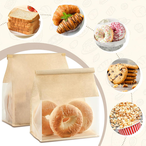 50 11 8.7 4.3 Inches Packaging Ohuimrt PCS Paper Bread Bags for Homemade Breads, x x Kraft Bakery Bags with Tin Tie Tab