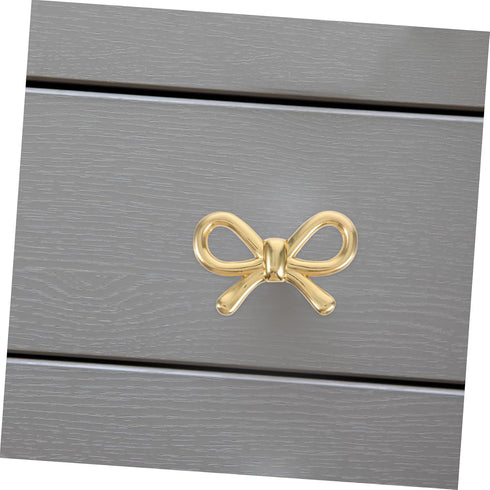 POPETPOP Brass Bow Drawer Pulls Vintage Bowknot Cabinet Handle for Dressers Wardrobes Shoe Cabinets Bedside Tables