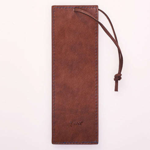 Christian Art Gifts Vegan Faux Leather Scripture Bookmark for Men & Women, Faithful Servant, Navy Blue