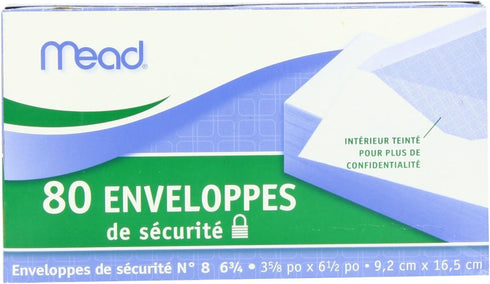 Mead #8 6 3/4 Security Envelopes-80 ct, 3 pk (75212) by Quartet