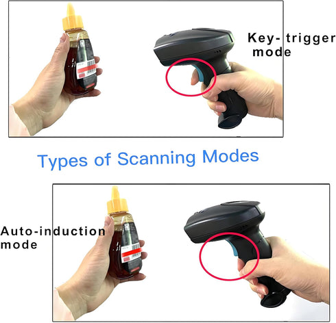 Rabitpos 1D 2D QR Code Scanner, Handheld Barcode Scanner Wireless Support Screen Scanning, Automatic Sensing Reader