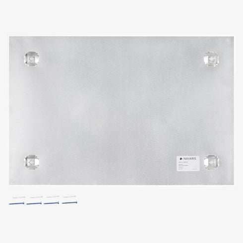 Navaris Frameless Magnetic White Glass Board for Wall - 16" x 24" for Home, Office, Kitchen, School - Includes 5