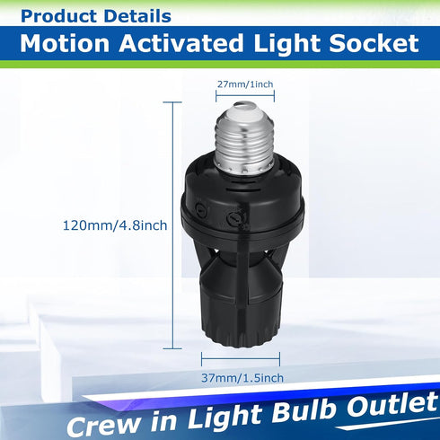 3 Bulb E26/e27 Hortsun Pcs Motion Sensor Light Socket Smart Screw in Light Outlet Compatible with Automatic on Off
