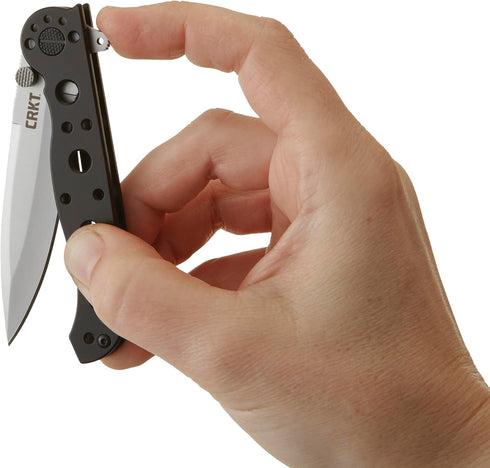 M16-01S M16-01S CRKT Folding Knife with Frame Lock: Stainless Steel Plain Edge Blade, Stainless Steel Handle