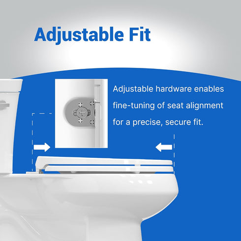 Plus Toilet Seat Elongated, Soft Close Toilet Seat, No-Slam, Magnetic Quick-Release Easy Clean, Easy Installation