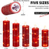 Wax,5 Pack Da by Red Flameless Candles with String Lights, Battery Operated Candles with Remote Control