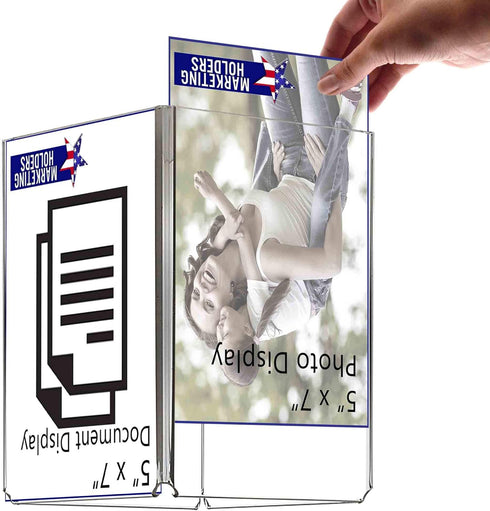 Marketing Holders 4 Pack 5" 7" Sign Holder x Tabletop Menu Ad Display Frame Clear Acrylic Table Tent Stand Four Sided