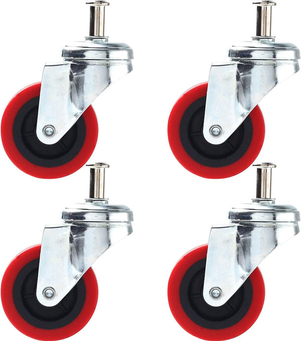 4 Pack Heavy-Duty 2.5" Swivel Caster Wheel for Creeper Service Cart Stool, Post Mount