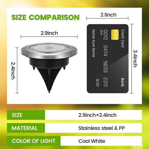 12 Pack Mini Solar Ground Lights, Solar Powered Pathway Lights, Waterproof Outdoor Light for Garden, Driveway, Walkway