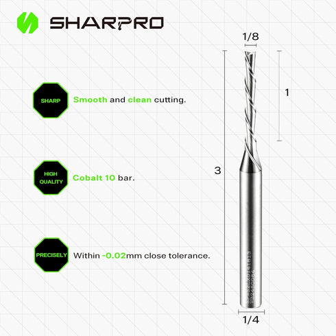 1/8 1/4 1/8 Inch 1/4 1" 3" Router Bits Shank, Spiral Downcut Router Bit, CNC Router Bits, Down Cut End Mills Shank
