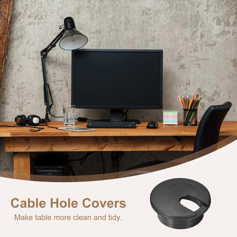 uxcell 2Pcs Cable Hole Cover - 1.38Inch/35mm ABS Desk Grommet for Wire Organizer, Black
