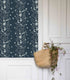 (17.32in 6.56ft) Tonal Floral Peel and Stick Wallpaper Navy Blue Floral Self Adhesive Waterproof Contact Paper