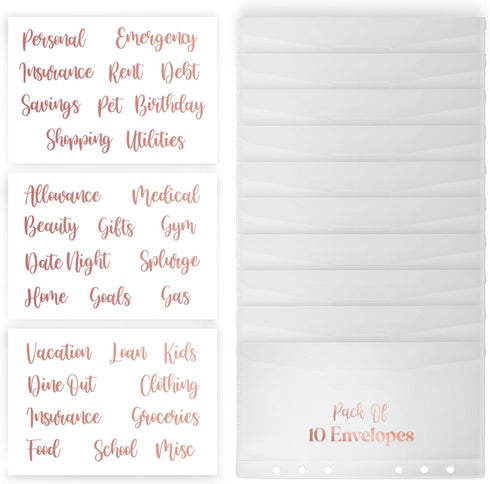 SOUL MAMA A6 Envelopes for Budget Binder, 10 Pcs Flapper Envelopes with Stickers, Waterproof