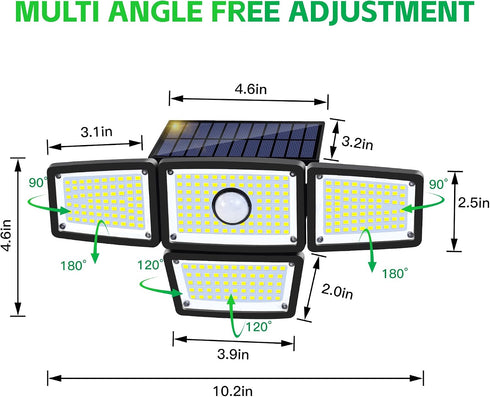 4 3000LM, 283 LED,6500 IP65 270 Driveway(2Pack) Heads Sensor Lamp Solar, Motion Sensor Outdoor Lights K, Motion Sensor
