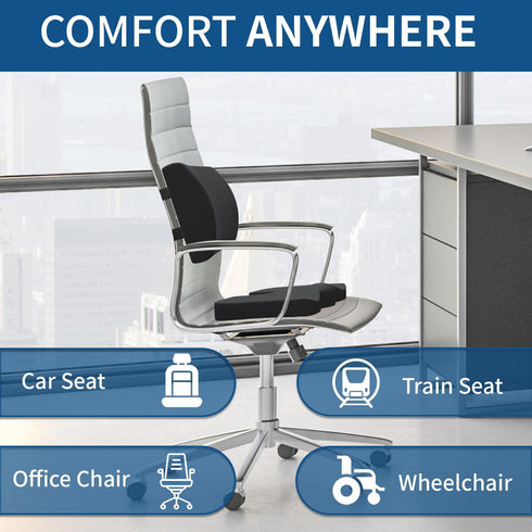 Tailbone, Memory Foam Seat Cushion & Lumbar Support Pillow for Office Chair Car Wheelchair Orthopedic Chair Pad